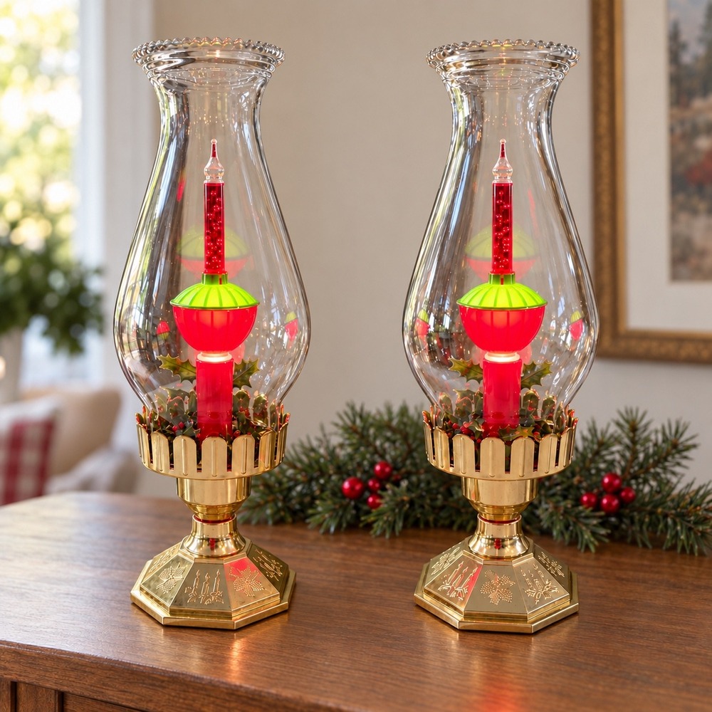Vintage Mid Century Electric Hurricane Christmas Bubble Lamp Kitschmas Decor